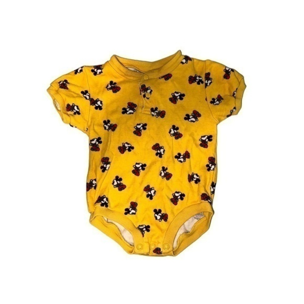 VINTAGE Baby Mickey & Co. Yellow Mickey Mouse Onesie